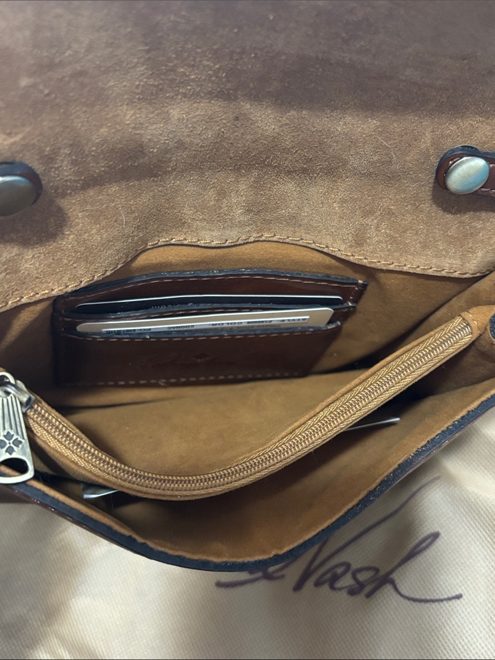Patricia Nash Lana Cognac Brown Leather Crossbody with Dust Bag - Picture 7 of 14